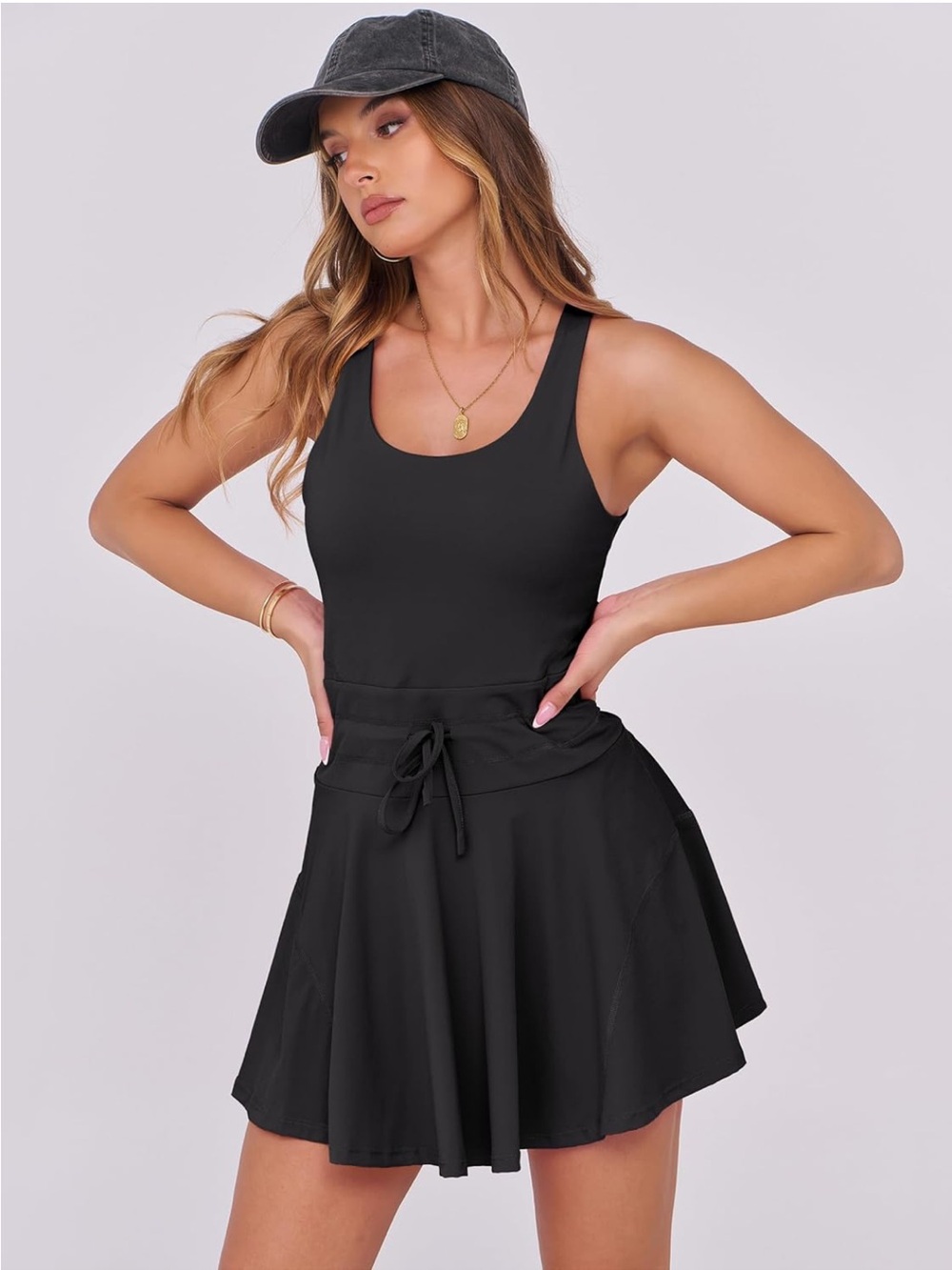 NWOT Women's Black Athletic dress with Drawstring Waist. XL